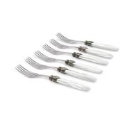 Rivadossi Sandro 4306FOT03 Set di Forchette da Tavola, 6 Pezzi - Laura - 100% Made in Italy, Artigianalità e Design, Acciaio Inox 18/10,Bianco