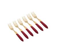 Rivadossi Sandro 43OR06FOD08 Set di Forchettine da Dolce, 6 Pezzi-Laura-100% Made in Italy, Artigianalità e Design, Acciaio Inox 18/10, Oro Bordeaux