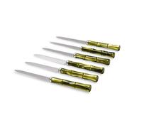 Rivadossi Sandro 5706COT16 Set di Coltelli da Tavola, 6 Pezzi - Bamboo - 100% Made in Italy, Artigianalità e Design, Acciaio Inox 18/10 ,Verde Oliva