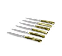 Rivadossi Sandro 7706COT06 Set di Coltelli da Tavola, 6 Pezzi-Giada-100% Made in Italy, Artigianalità e Design, Acciaio Inox 18/10, Verde Oliva