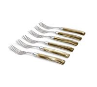 Rivadossi Sandro 7706FOT02 Set di Forchette da Tavola, 6 Pezzi-Giada-100% Made in Italy, Artigianalità e Design, Acciaio Inox 18/10, Champagne