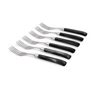 Rivadossi Sandro 7706FOT11 Set di Forchette da Tavola, 6 Pezzi-Giada-100% Made in Italy, Artigianalità e Design, Acciaio Inox 18/10, Nero