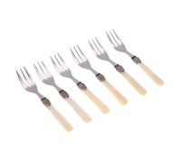 Rivadossi Sandro 9306FOD12 Set di Forchettine da Dolce, 6 Pezzi-Elena-100% Made in Italy, Artigianalità e Design, Acciaio Inox 18/10, Avorio