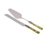 Rivadossi Sandro 9602D16 Set di Pala e Coltello per Torta, 2 Pezzi-Penelope-100% Made in Italy, Artigianalità e Design, Acciaio Inox 18/10, Verde Chiaro