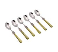 Rivadossi Sandro 9606CAF16 Set di Cucchiaini caffè, 6 Pezzi-Penelope-100% Made in Italy, Artigianalità e Design, Acciaio Inox 18/10, Verde Chiaro