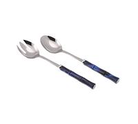 Rivadossi Sandro Set 2 Pezzi Insalata, Acciaio Inox 18/10, Materiale del Manico in PMMA, Blu, Media