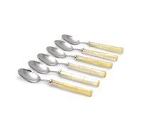 Rivadossi Sandro Set di Cucchiai da Tavola, 6 Pezzi-Bamboo-100% Made in Italy, Artigianalità e Design, Acciaio Inox 18/10, Avorio, 6 unità