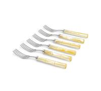 Rivadossi Sandro Set di Forchette da Tavola, 6 Pezzi-Bamboo-100% Made in Italy, Artigianalità e Design, Acciaio Inox 18/10, Avorio