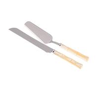 Rivadossi Sandro Set di Pala e Coltello per Torta, 2 Pezzi-Bamboo-100% Made in Italy, Artigianalità e Design, Acciaio Inox 18/10, Avorio, 2 unità