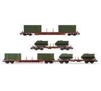 RIVAROSSI 1/87 MODELLISMO FERROVIARIO FS 2X CARRO MERCI CONTAINERS TWO M113 AUTO