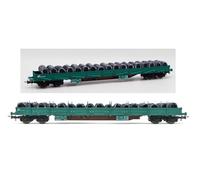 Rivarossi FS 4-AXLE STAKE WAGON WAGON TYPE RES GREEN LIVERY LOADED EP.VI 1:87