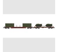 Rivarossi HR6612 - Set di 2 carri pianale a 4 assi con carico militare - Art. HR