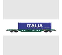 Rivarossi HR6617 - Carro porta container a 4 assi Sgns, livrea verde, caricato c