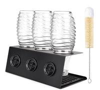 Rivasen Portabottiglie Vaschetta Raccogli Gocce Scolapiatti in Acciaio Inossidabile Portagocce Triplo con Vassoio estraibile e Supporto Coperchio per Bottiglie Crystal e Emil