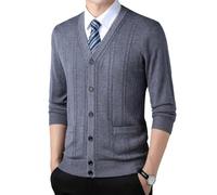 Rivccku Cardigan da Uomo in Maglia e Classica Morbida 100% Cashmere con Scollo a V Cardigan con Bottoni, Maglia a Maniche Lunghe Pullover per