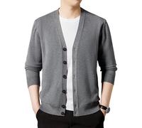 Rivccku Cardigan Uomo 100% Puro Cashmere - Scollo a V, Bottoni, Maniche Lunghe Maglia Classico Invernale