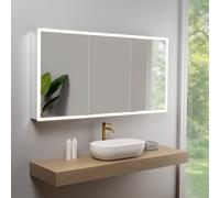 rivea Dia armadietto a specchio La: 160 cm con 3 ante, con illuminazione su tutto il perimetro, per la Svizzera, BR0549MI, Dia [Armadietti a Specchio > Armadietti a Specchio]