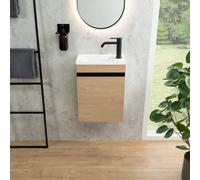 rivea Dia mobile con lavabo per le mani Picabo bianco, mobile 1 anta, battuta a destra, rovere pietra, BR0575SO+BR0576WH, Picabo; Dia [Mobili da Bagno > Mobile con Lavamani]