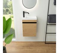 rivea Dia mobile con lavabo per le mani Picabo bianco opaco, mobile 1 anta, battuta a sinistra, rovere pietra, BR0574SO+BR0577WM, Picabo; Dia [Mobili da Bagno > Mobile con Lavamani]