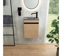 rivea Dia mobile con lavabo per le mani Picabo grigio scuro, mobile 1 anta, battuta a destra, rovere pietra, BR0575SO+BR0576DG, Picabo; Dia [Mobili da Bagno > Mobile con Lavamani]