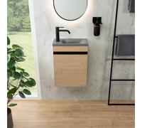 rivea Dia mobile con lavabo per le mani Picabo grigio scuro, mobile 1 anta, battuta a sinistra, rovere pietra, BR0574SO+BR0576DG, Picabo; Dia [Mobili da Bagno > Mobile con Lavamani]