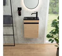 rivea Dia mobile con lavabo per le mani Picabo nero opaco, mobile 1 anta, battuta a destra, rovere pietra, BR0575SO+BR0576BM, Picabo; Dia [Mobili da Bagno > Mobile con Lavamani]