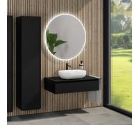 rivea Dia mobile La: 100 cm con 1 scomparto estraibile, lavabo La: 60 cm bianco, con specchio illuminato Kanya, BR0527WH+BR0028BM+BN0403BM+BR2028MI, Dia [Mobili da Bagno > Set Mobili da Bagno]