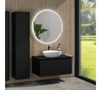 rivea Dia mobile La: 100 cm con 1 scomparto estraibile, lavabo La: 60 cm bianco opaco, con specchio illuminato Kanya, BR0536WM+BR0038BM+BN0403BM+BR2028MI, Dia [Mobili da Bagno > Set Mobili da Bagno]