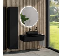 rivea Dia mobile La: 100 cm con 1 scomparto estraibile, lavabo La: 60 cm nero opaco, con specchio illuminato Kanya, BR0527BM+BR0028BM+BN0403BM+BR2028MI, Dia [Mobili da Bagno > Set Mobili da Bagno]