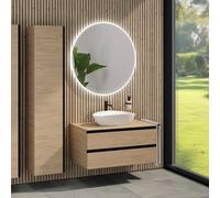 rivea Dia mobile La: 100 cm con 2 estraibili, lavabo La: 60 cm bianco opaco, con specchio illuminato Kanya, BR0536WM+BR0033SO+BR0003SO+BR2028MI, Dia [Mobili da Bagno > Set Mobili da Bagno]
