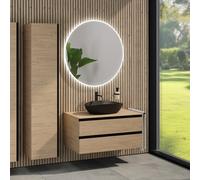 rivea Dia mobile La: 100 cm con 2 estraibili, lavabo La: 60 cm nero opaco, con specchio illuminato Kanya, BR0536BM+BR0033SO+BR0003SO+BR2028MI, Dia [Mobili da Bagno > Set Mobili da Bagno]