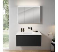 rivea Dia mobile La: 101 cm con 1 estraibile, lavabo senza foro per rubinetteria bianco, con armadietto a specchio n50 per la Svizzera,, BR0038BM+BR0055WH+BN0487MI, Dia [Mobili da Bagno > Set Mobili d