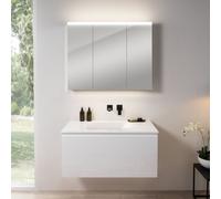 rivea Dia mobile La: 101 cm con 1 estraibile, lavabo senza foro per rubinetteria bianco, con armadietto a specchio n50 per la Svizzera,, BR0038WH+BR0055WH+BN0487MI, Dia [Mobili da Bagno > Set Mobili d