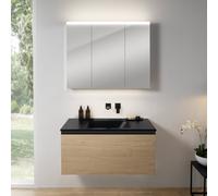 rivea Dia mobile La: 101 cm con 1 estraibile, lavabo senza foro per rubinetteria nero opaco, con armadietto a specchio n50 per la Svizzera,, BR0038SO+BR0055BM+BN0487MI, Dia [Mobili da Bagno > Set Mobi