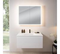 rivea Dia mobile La: 101 cm con 1 scomparto estraibile, lavabo con 1 foro per rubinetteria bianco, con armadietto a specchio n60 per la Svizzera,, BR0038WH+BR0050WH+BN0501MI, Dia [Mobili da Bagno > Se
