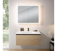 rivea Dia mobile La: 101 cm con 1 scomparto estraibile, lavabo con 1 foro per rubinetteria bianco opaco, con armadietto a specchio n60 per la Svizzera,, BR0038SO+BR0050WM+BN0501MI, Dia [Mobili da Bagn