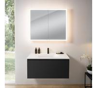 rivea Dia mobile La: 101 cm con 1 scomparto estraibile, lavabo con 1 foro per rubinetteria bianco opaco, con armadietto a specchio n60 per la Svizzera,, BR0038BM+BR0050WM+BN0501MI, Dia [Mobili da Bagn