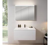 rivea Dia mobile La: 101 cm con 1 scomparto estraibile, lavabo con 1 foro rubinetteria bianco, con armadietto a specchio n50 per la Svizzera,, BR0038WH+BR0050WH+BN0487MI, Dia [Mobili da Bagno > Set Mo