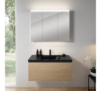 rivea Dia mobile La: 101 cm con 1 scomparto estraibile, lavabo con 1 foro rubinetteria nero opaco, con armadietto a specchio n50,, BR0038SO+BR0050BM+BN0474MI, Dia [Mobili da Bagno > Set Mobili da Bagn