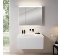 rivea Dia mobile La: 101 cm con 1 scomparto estraibile, lavabo senza fori rubinetteria bianco opaco, con armadietto a specchio n50 per la Svizzera,, BR0038WM+BR0055WM+BN0487MI, Dia [Mobili da Bagno > 