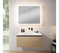 rivea Dia mobile La: 101 cm con 1 scomparto estraibile, lavabo senza fori rubinetteria bianco opaco, con armadietto a specchio n60 per la Svizzera,, BR0038SO+BR0055WM+BN0501MI, Dia [Mobili da Bagno > 