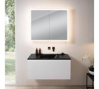 rivea Dia mobile La: 101 cm con 1 scomparto estraibile, lavabo senza fori rubinetteria nero opaco, con armadietto a specchio n60,, BR0038WM+BR0055BM+BN0493MI, Dia [Mobili da Bagno > Set Mobili da Bagn