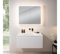 rivea Dia mobile La: 101 cm con 1 scomparto estraibile, lavabo senza foro per rubinetteria bianco opaco, con armadietto a specchio n60 per la Svizzera,, BR0038WH+BR0055WM+BN0501MI, Dia [Mobili da Bagn
