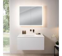 rivea Dia mobile La: 101 cm con 1 scomparto estraibile, lavabo senza foro per rubinetteria bianco opaco, con armadietto a specchio n60 per la Svizzera,, BR0038WM+BR0055WM+BN0501MI, Dia [Mobili da Bagn