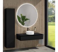 rivea Dia mobile La: 120 cm con 1 scomparto estraibile, lavabo Ø 38 cm bianco opaco, con specchio illuminato Kanya, BR0535WM+BR0029BM+BN0404BM+BR2029MI, Dia [Mobili da Bagno > Set Mobili da Bagno]