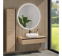 rivea Dia mobile La: 120 cm con 1 scomparto estraibile, lavabo La: 60 cm bianco, con specchio illuminato Kanya, BR0527WH+BR0029SO+BR0004SO+BR2029MI, Dia [Mobili da Bagno > Set Mobili da Bagno]
