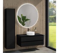 rivea Dia mobile La: 120 cm con 2 scomparti estraibili, lavabo Ø 38 cm bianco opaco, con specchio illuminato Kanya, BR0535WM+BR0034BM+BN0404BM+BR2029MI, Dia [Mobili da Bagno > Set Mobili da Bagno]