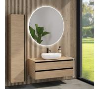 rivea Dia mobile La: 120 cm con 2 scomparti estraibili, lavabo La: 60 cm bianco, con specchio illuminato Kanya, BR0527WH+BR0034SO+BR0004SO+BR2029MI, Dia [Mobili da Bagno > Set Mobili da Bagno]