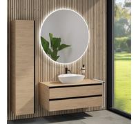 rivea Dia mobile La: 120 cm con 2 scomparti estraibili, lavabo La: 60 cm bianco, con specchio illuminato Kanya, BR0536WH+BR0034SO+BR0004SO+BR2029MI, Dia [Mobili da Bagno > Set Mobili da Bagno]