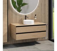 rivea Dia mobile La: 120 con 2 scomparti estraibili, lavabo Ø 38 cm bianco, BR0535WH+BR0034SO+BR0004SO, Dia [Mobili da Bagno > Mobili con Lavabo Integrato]